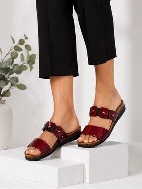 NAOT Red Patent Leather Comfort Slide Sandals EU 37 US 6